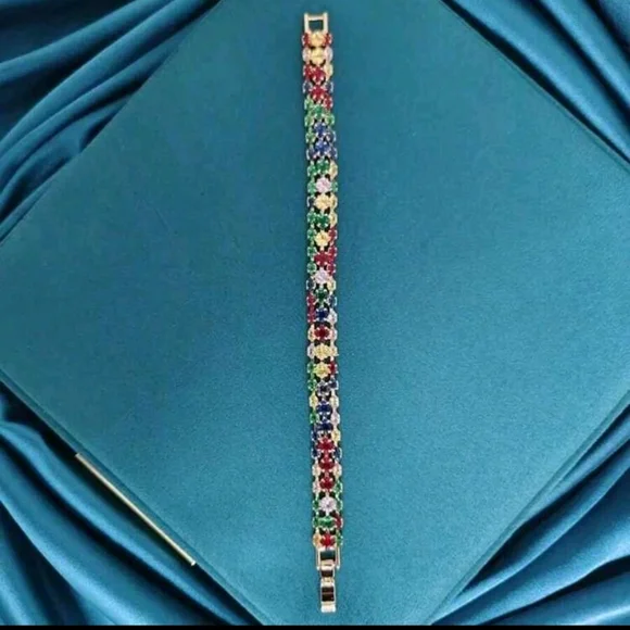 Elegant Multicolor Gemstone Bracelet - Picture 4 of 4